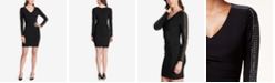 GUESS Studded Ruched Sheath Dress